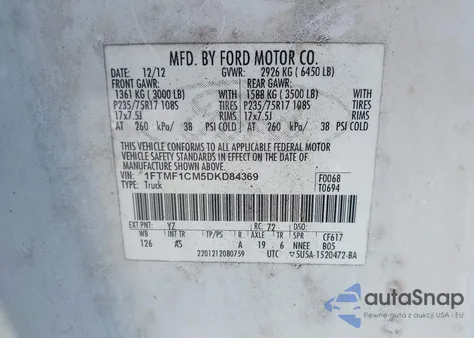 2013 Ford F-150 Xl from USA, damaged, VIN 1FTMF1CM5DKD84369